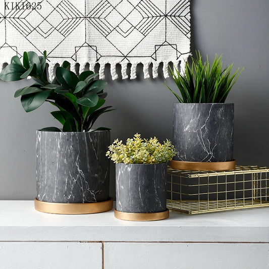 Modern Marble Design Ceramic Flower Pot