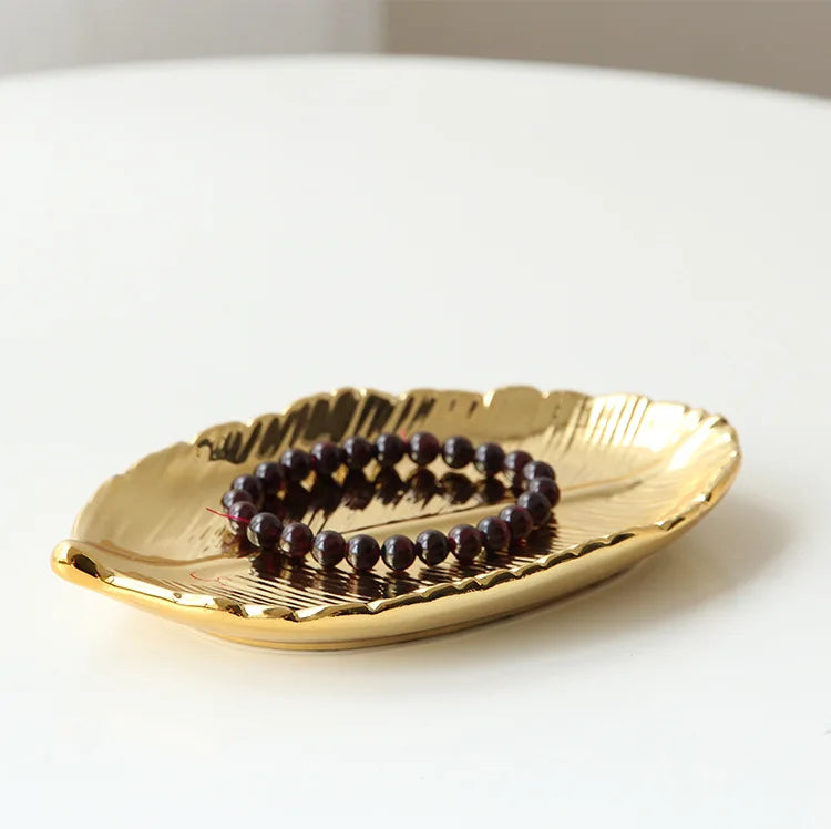 Gold Tree Leaf Tray for Home Decor