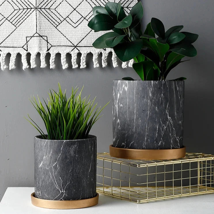 Modern Marble Design Ceramic Flower Pot