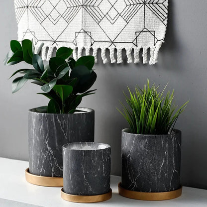 Modern Marble Design Ceramic Flower Pot