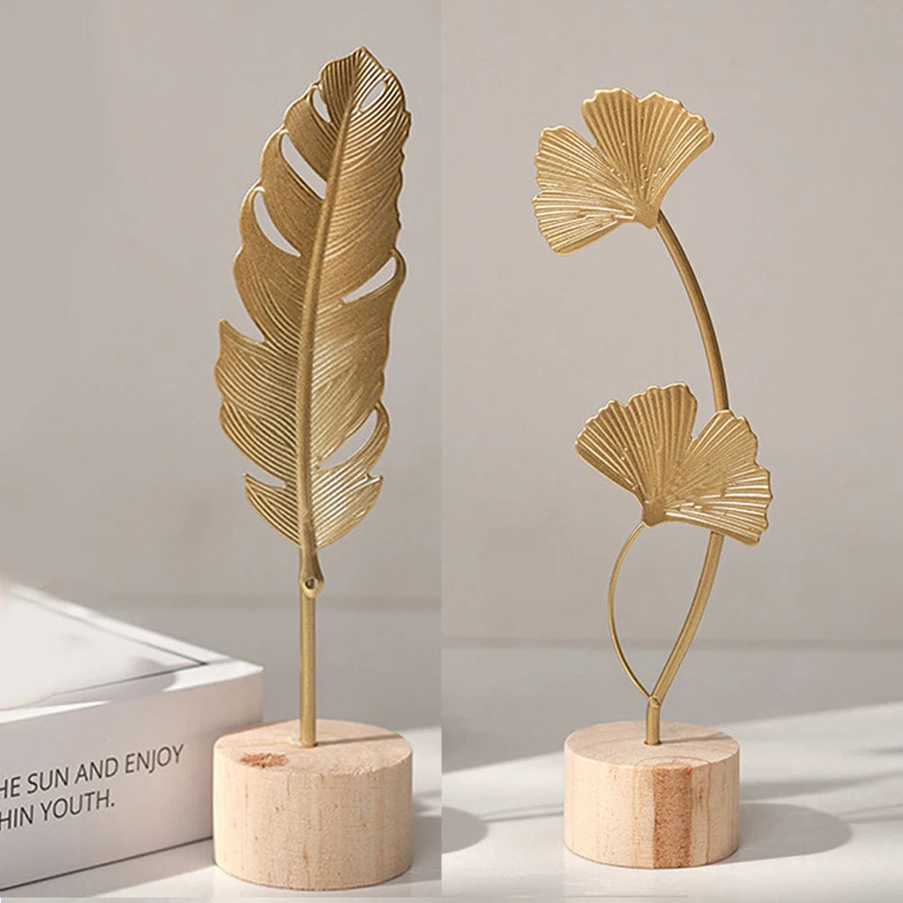 Elegant Gold Color Ginkgo Leaf Sculpture for home Decor