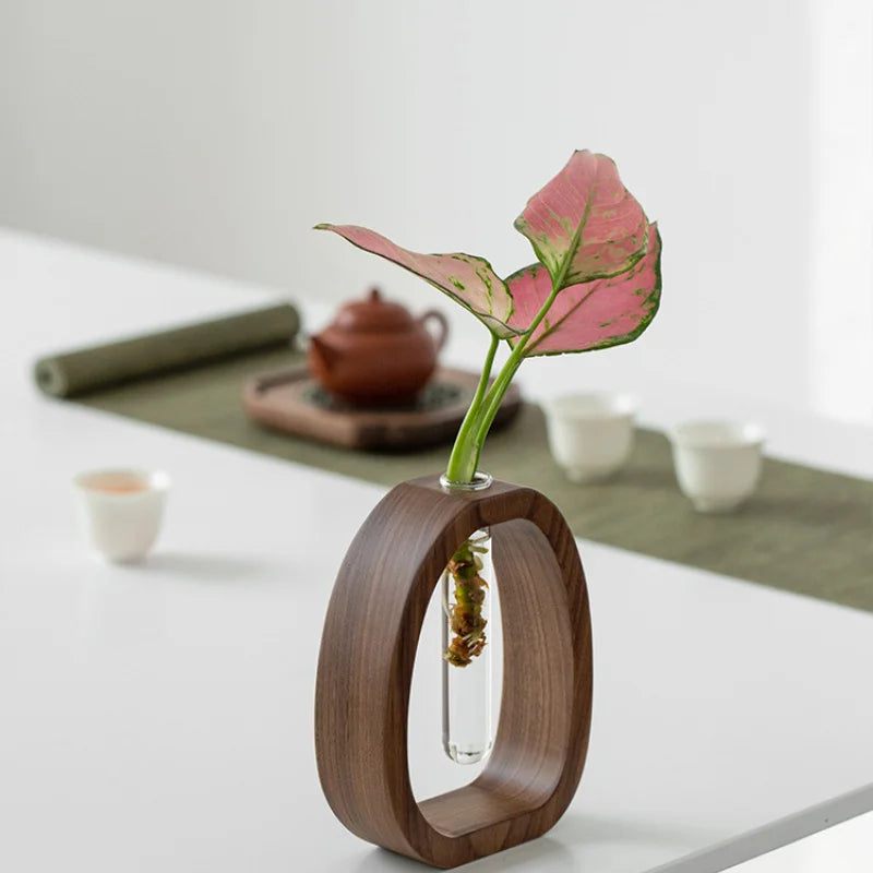 Creative Solid Wood Flower Holding Vase