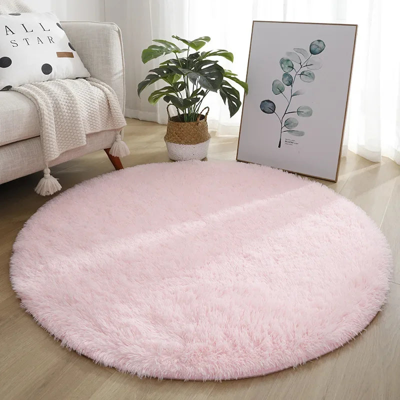 Pink Round Rug for Bedroom