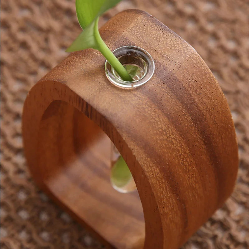 Creative Solid Wood Flower Holding Vase