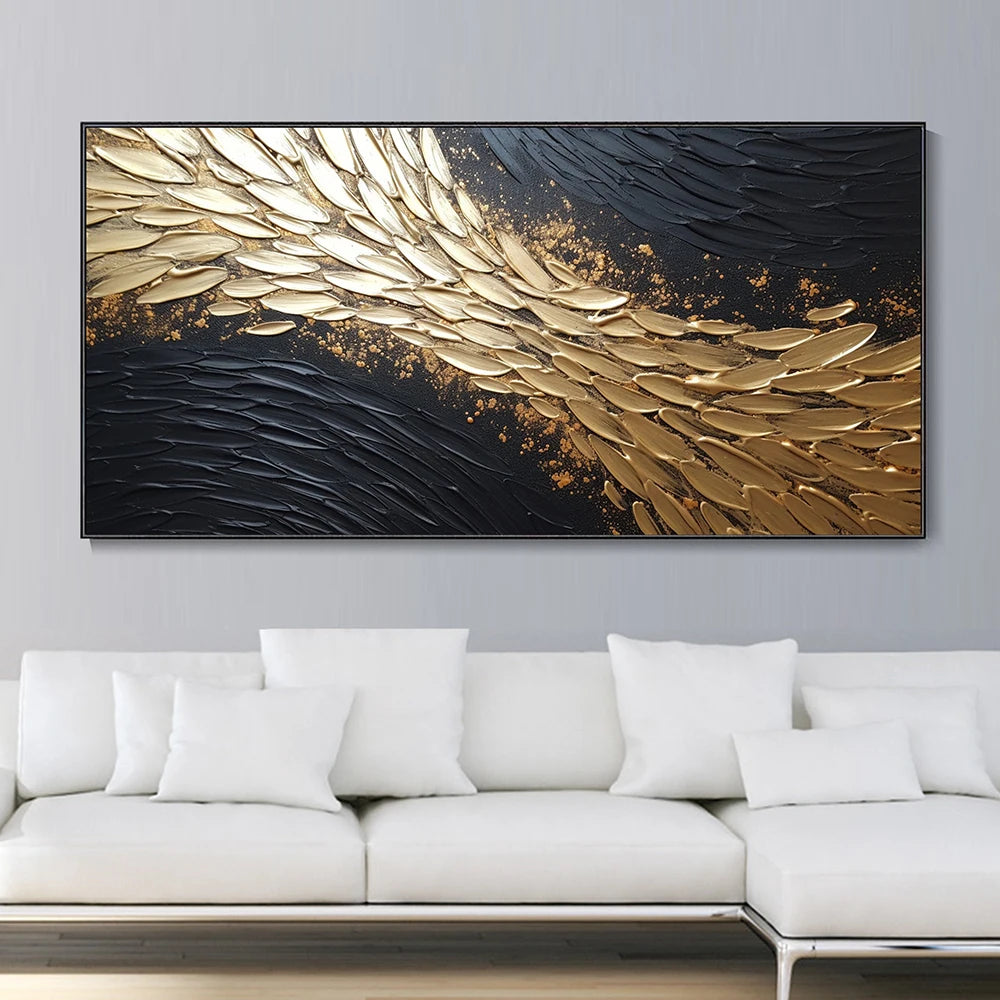 Black Feather textured wall art