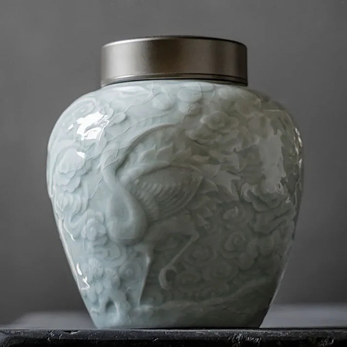 Grey Jar with Silver Lid