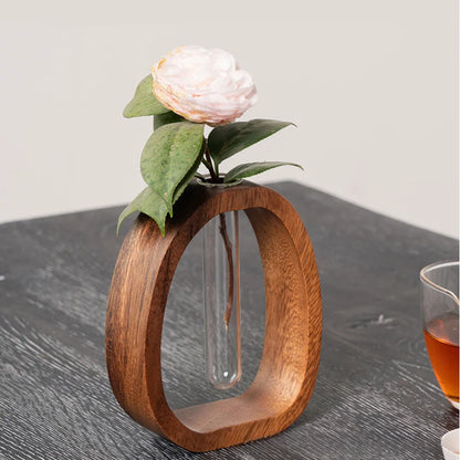 Creative Solid Wood Flower Holding Vase