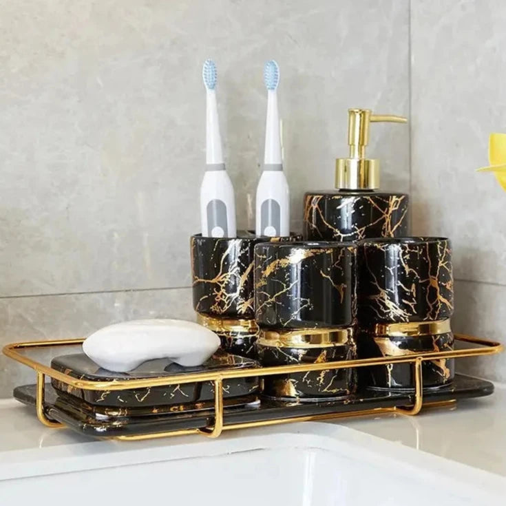 Black marble washroom set