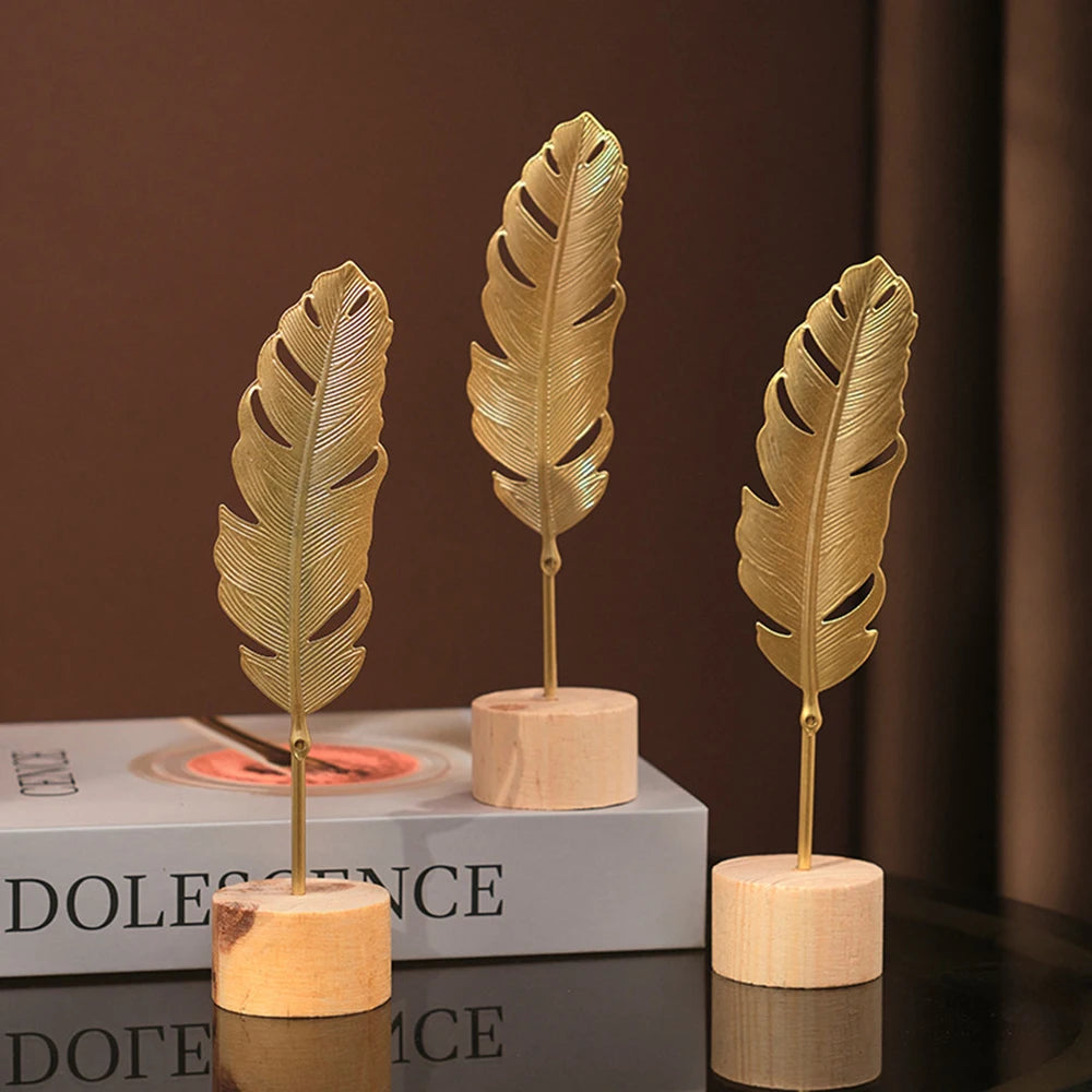 Elegant Gold Color Ginkgo Leaf Sculpture for home Decor