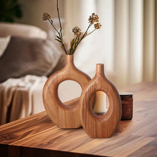 Wooden Donut Vase 