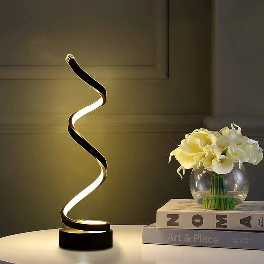 Modern Black Spiral LED Table Lamp