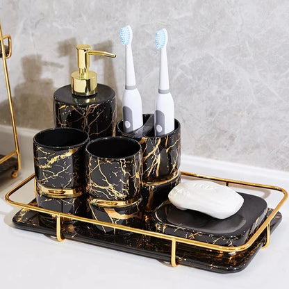 Black ceramic washroom set