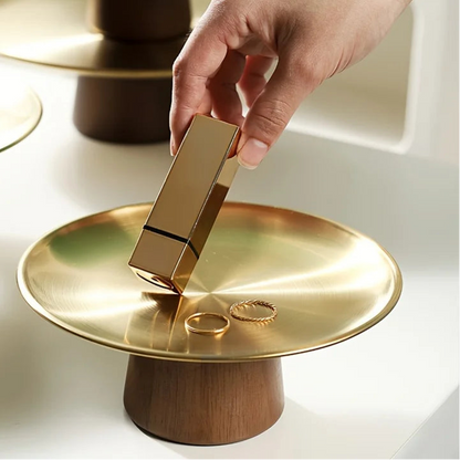 Beautiful golden tray for kitchen and organizing 