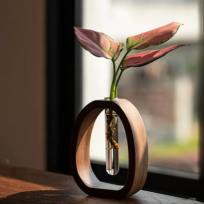 Creative Solid Wood Flower Holding Vase